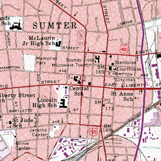 Topographic Map of Central School, SC