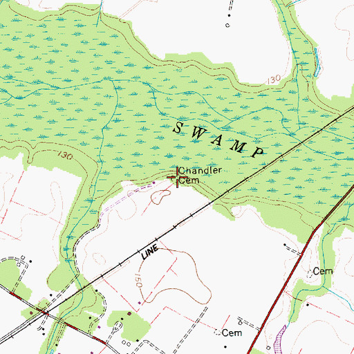 Topographic Map of Chandler Cemetery, SC