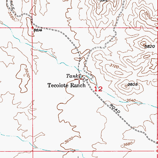 Topographic Map of Tecolote Ranch, AZ