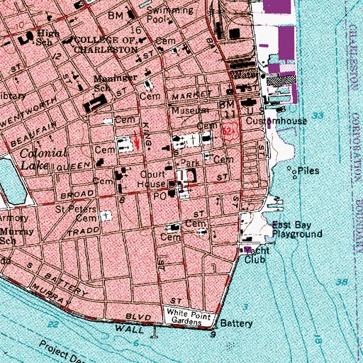 Topographic Map of Charleston, SC