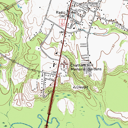 Topographic Map of Chatham Hill Memorial Gardens, SC