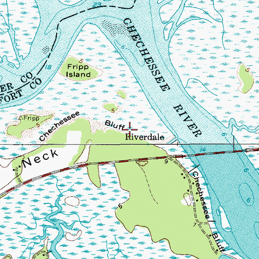 Topographic Map of Chechessee Bluff, SC