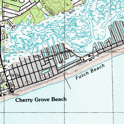 Topographic Map of Cherry Grove Inlet, SC
