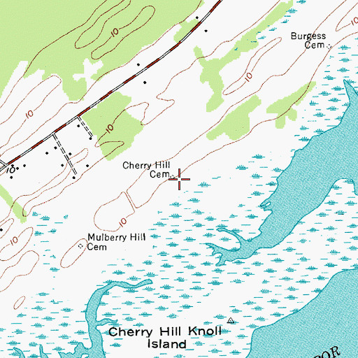 Topographic Map of Cherry Hill Cemetery, SC