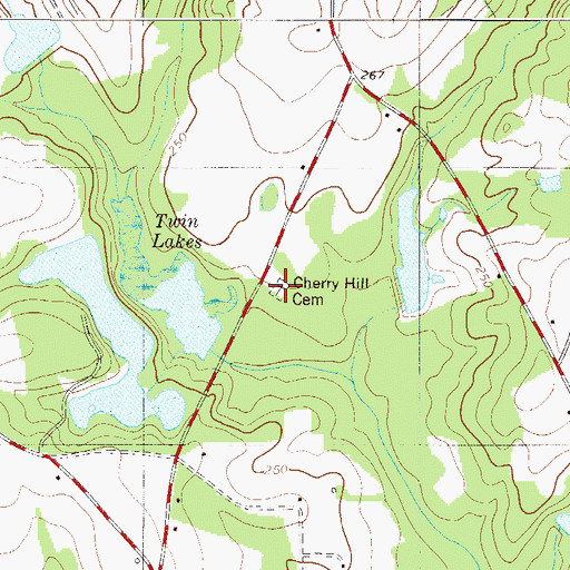 Topographic Map of Cherry Hill Cemetery, SC