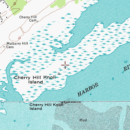 Topographic Map of Cherry Hill Knoll Island, SC