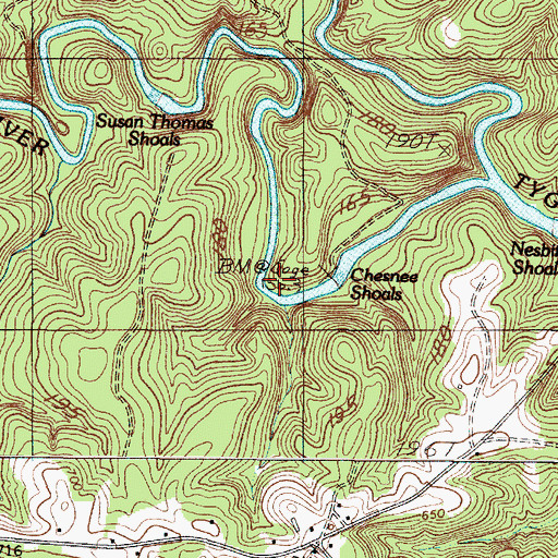 Topographic Map of Chesnee Shoals, SC