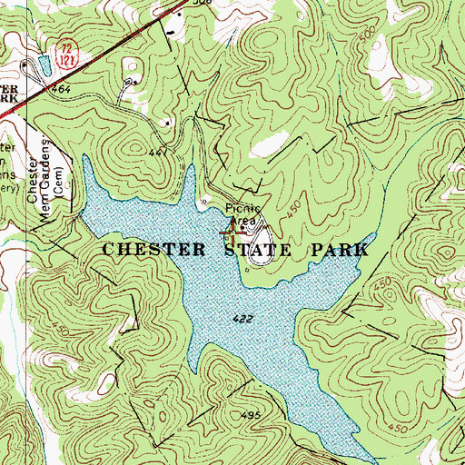 Topographic Map of Chester State Park, SC