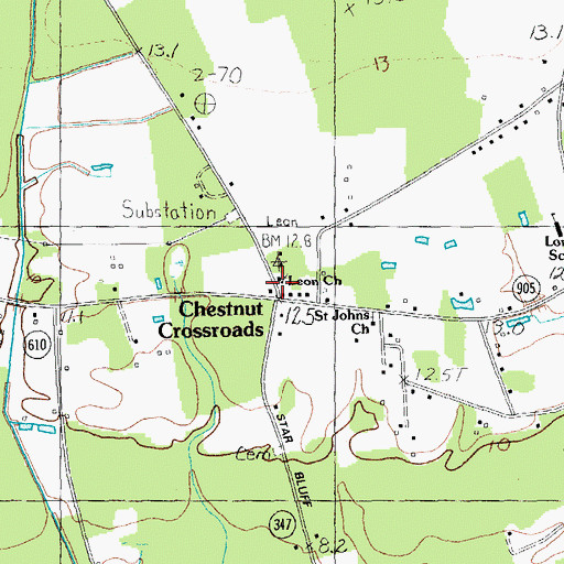 Topographic Map of Chestnut Crossroads, SC