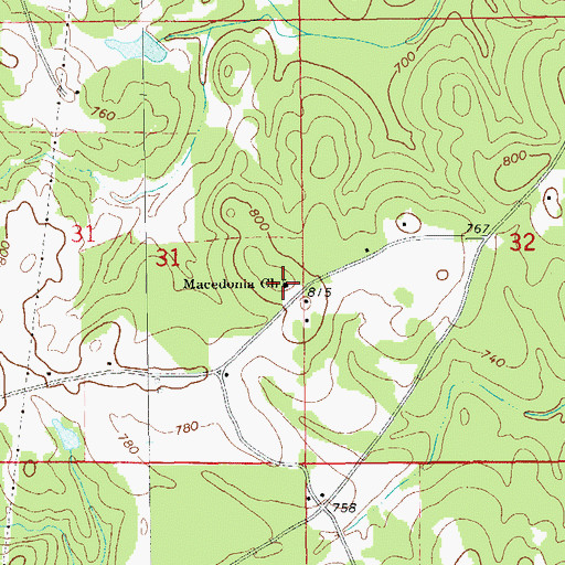 Topographic Map of Macedonia Church, AL