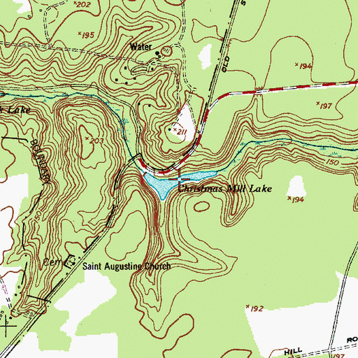 Topographic Map of Christmas Mill Lake, SC