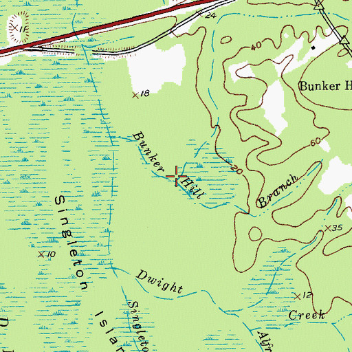 Topographic Map of Church Branch, SC