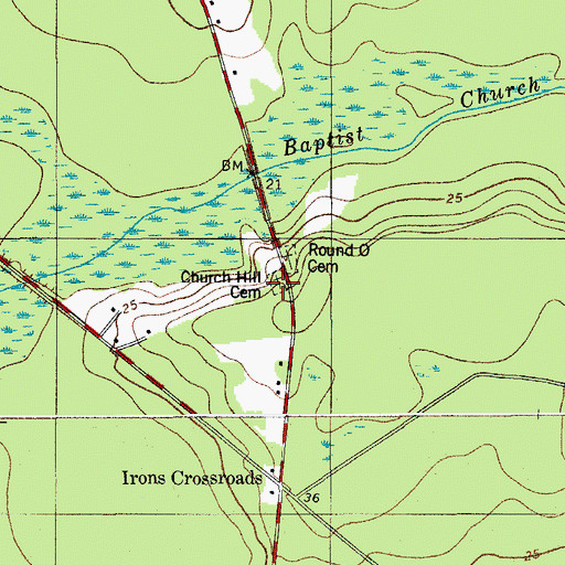 Topographic Map of Church Hill Cemetery, SC