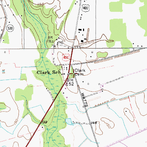 Topographic Map of Clark Cemetery, SC
