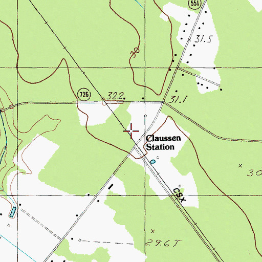 Topographic Map of Claussen Station, SC