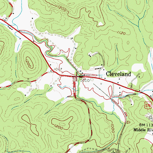 Topographic Map of Cleveland, SC