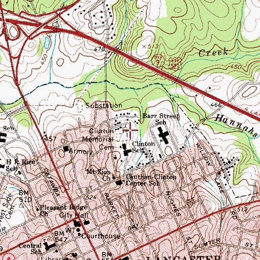 Topographic Map of Clinton Memorial Cemetery, SC