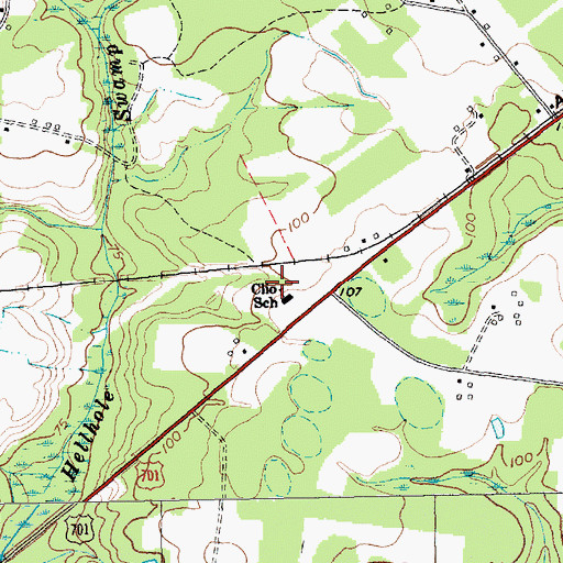 Topographic Map of Clio School, SC