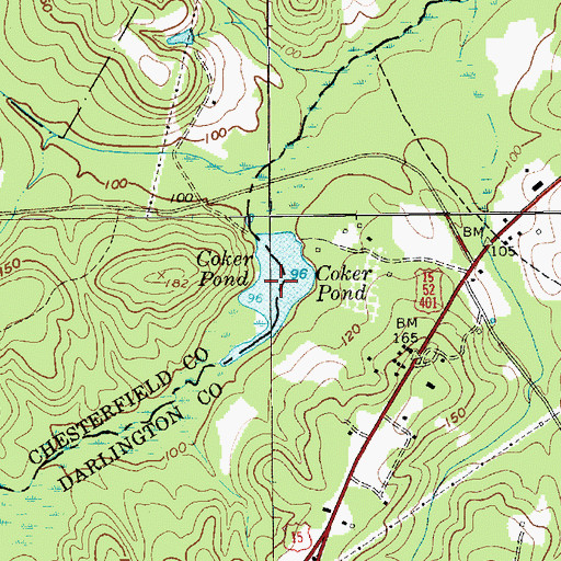 Topographic Map of Coker Pond, SC