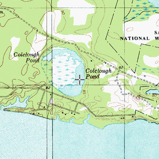 Topographic Map of Colclough Pond, SC