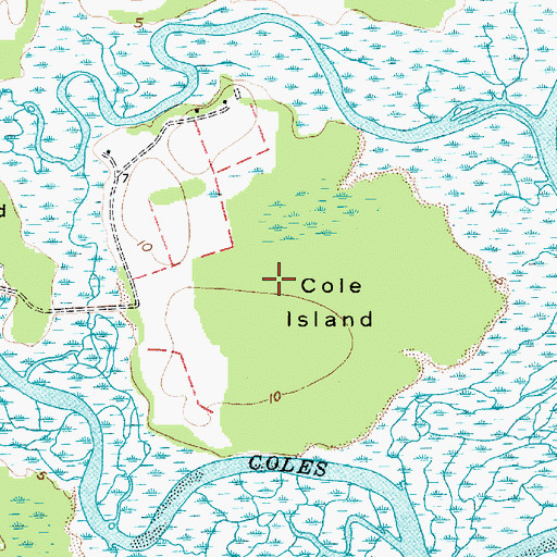 Topographic Map of Cole Island, SC