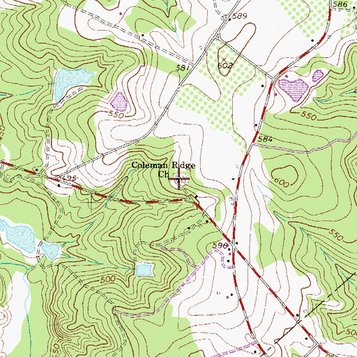 Topographic Map of Coleman Ridge Church, SC