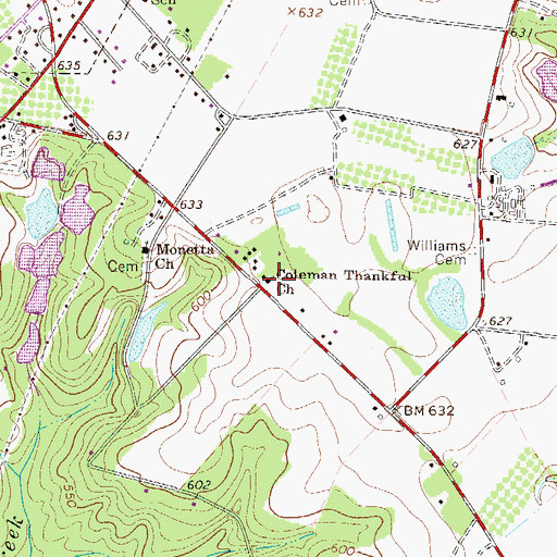 Topographic Map of Coleman Thankful Church, SC