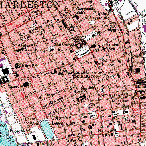 Topographic Map of College of Charleston, SC