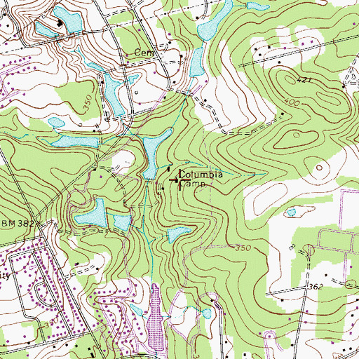 Topographic Map of Columbia Camp, SC