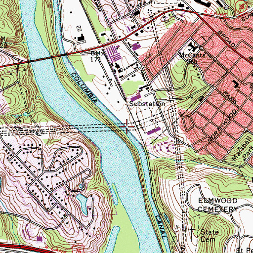 Topographic Map of Columbia Canal, SC