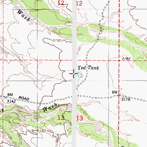 Topographic Map of Ted Tank, AZ