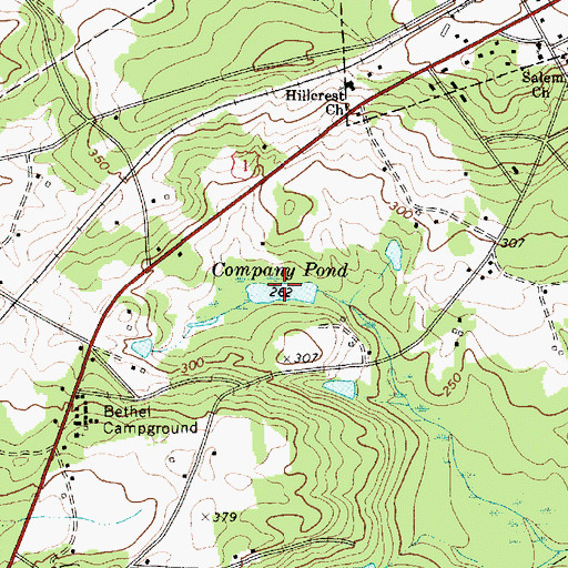 Topographic Map of Company Pond, SC