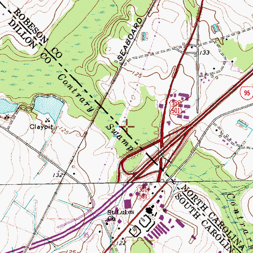 Topographic Map of Contrary Swamp, NC