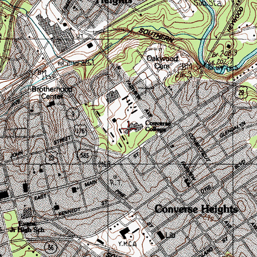 Topographic Map of Converse College, SC