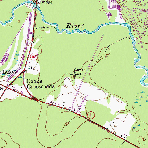 Topographic Map of Cooke Cemetery, SC