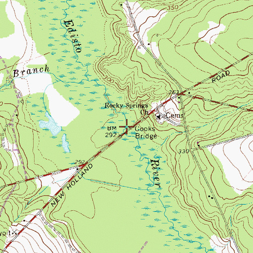 Topographic Map of Cooks Bridge, SC