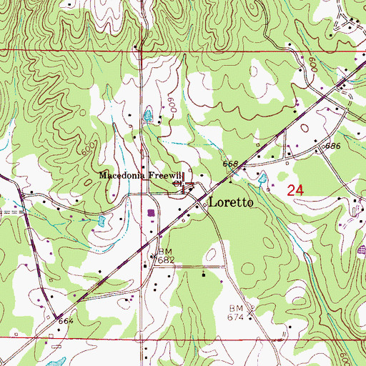 Topographic Map of Macedonia Freewill Baptist Church, AL
