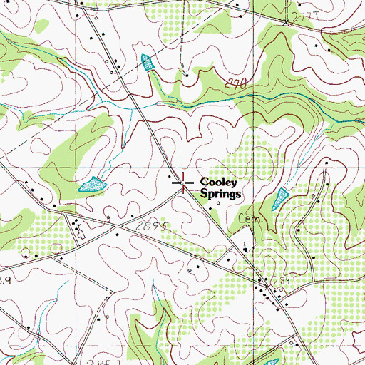 Topographic Map of Cooley Springs, SC
