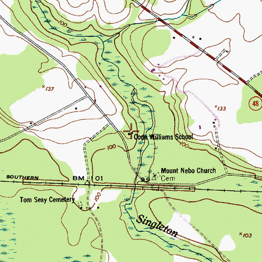 Topographic Map of Cope Williams School, SC