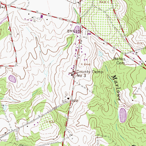 Topographic Map of County Camp Number Three, SC