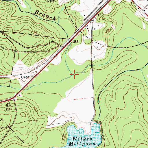 Topographic Map of Cow Branch, SC
