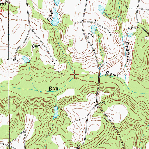 Topographic Map of Cow Branch, SC