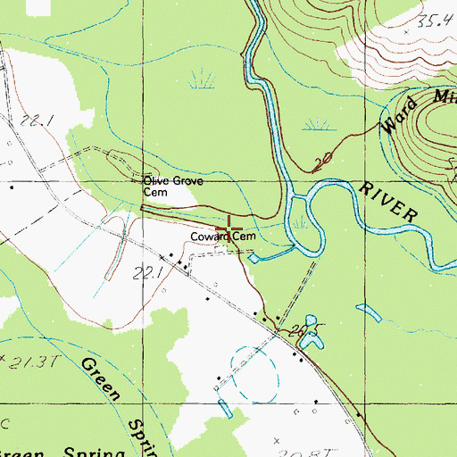 Topographic Map of Coward Cemetery, SC