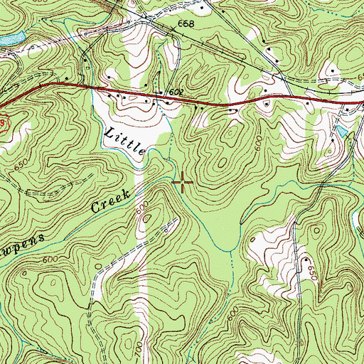 Topographic Map of Cowpens Creek, SC