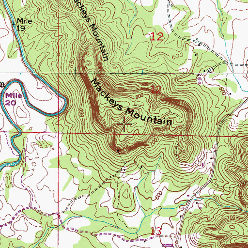 Topographic Map of Mackeys Mountain, AL