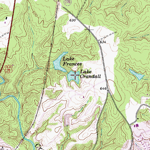Topographic Map of Lake Crandall, SC