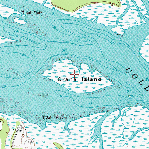 Topographic Map of Crane Island, SC