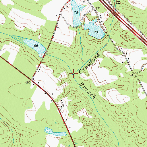 Topographic Map of Crawford Branch, SC