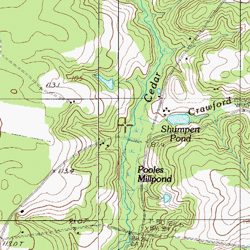Topographic Map of Crawford Branch, SC