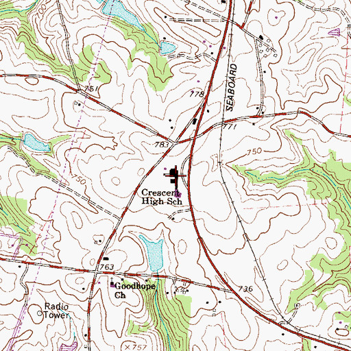 Topographic Map of Crescent High School, SC